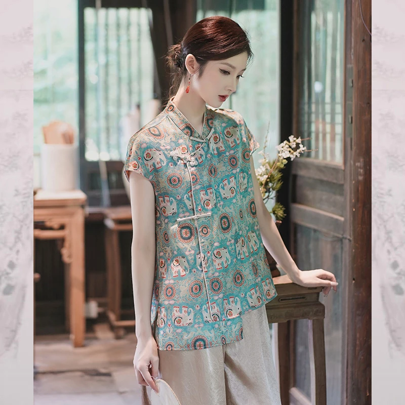 【谷象】新中式国风短袖上衣女夏季新款日常高级感气质小衫