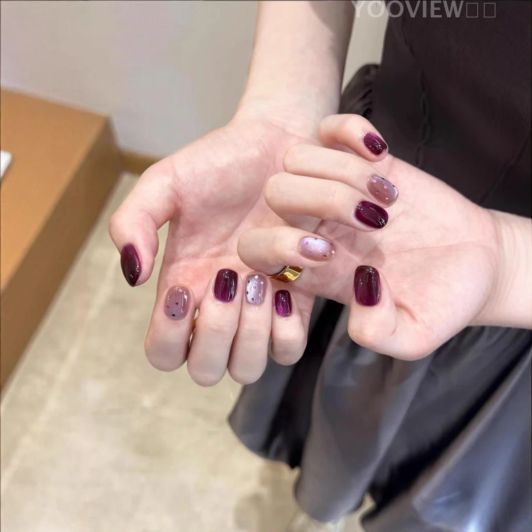 猫眼美甲高级感纯欲风甲片法式链条钻爆闪富家千金气质美甲