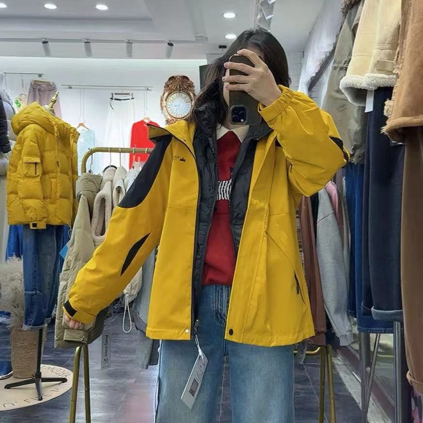 冬季新品活里活面可拆卸里衬二合一羽绒服冲锋衣女学院风减龄休闲