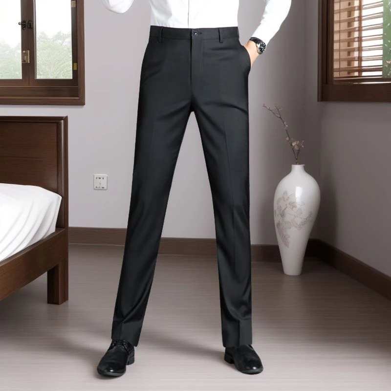 2025夏季薄款修身裤子男士弹力韩版直筒西裤时尚新款商务舒适长裤