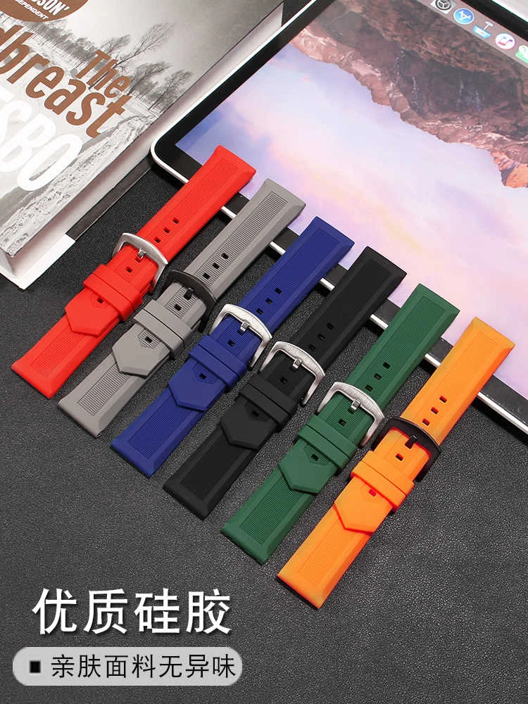 运动硅胶表带 适配七个星期五橡胶手表带男黑色防水表带