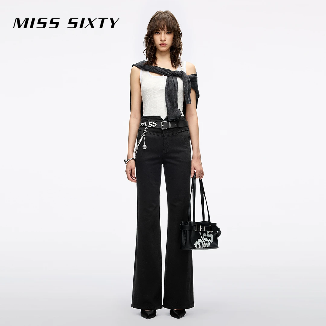【贤哥专属】Miss Sixty2025秋季新款牛仔裤女高腰修身显瘦微喇叭裤