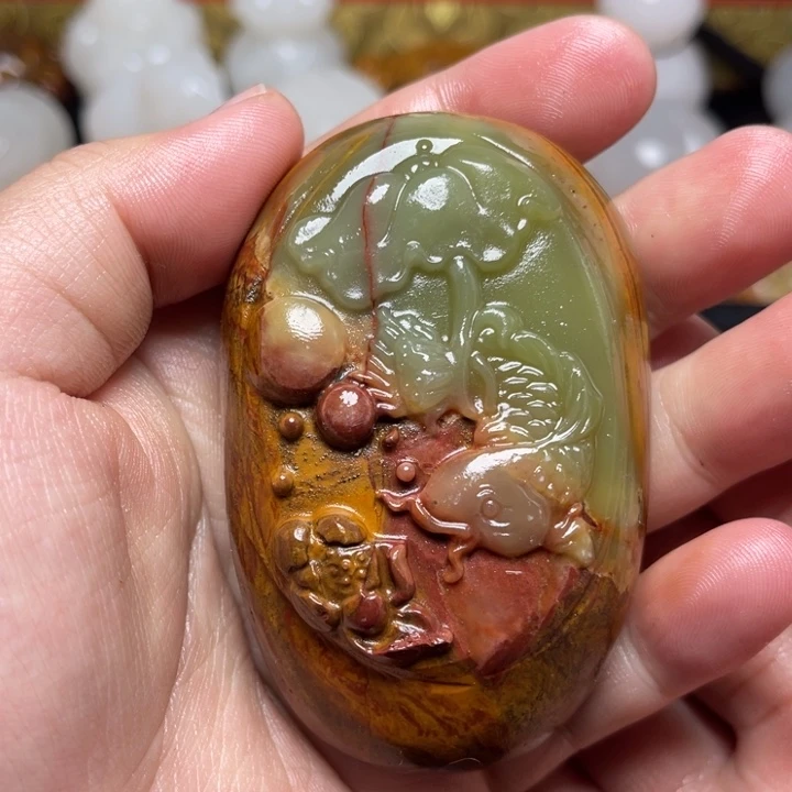 石材天然方解石手把件不退换