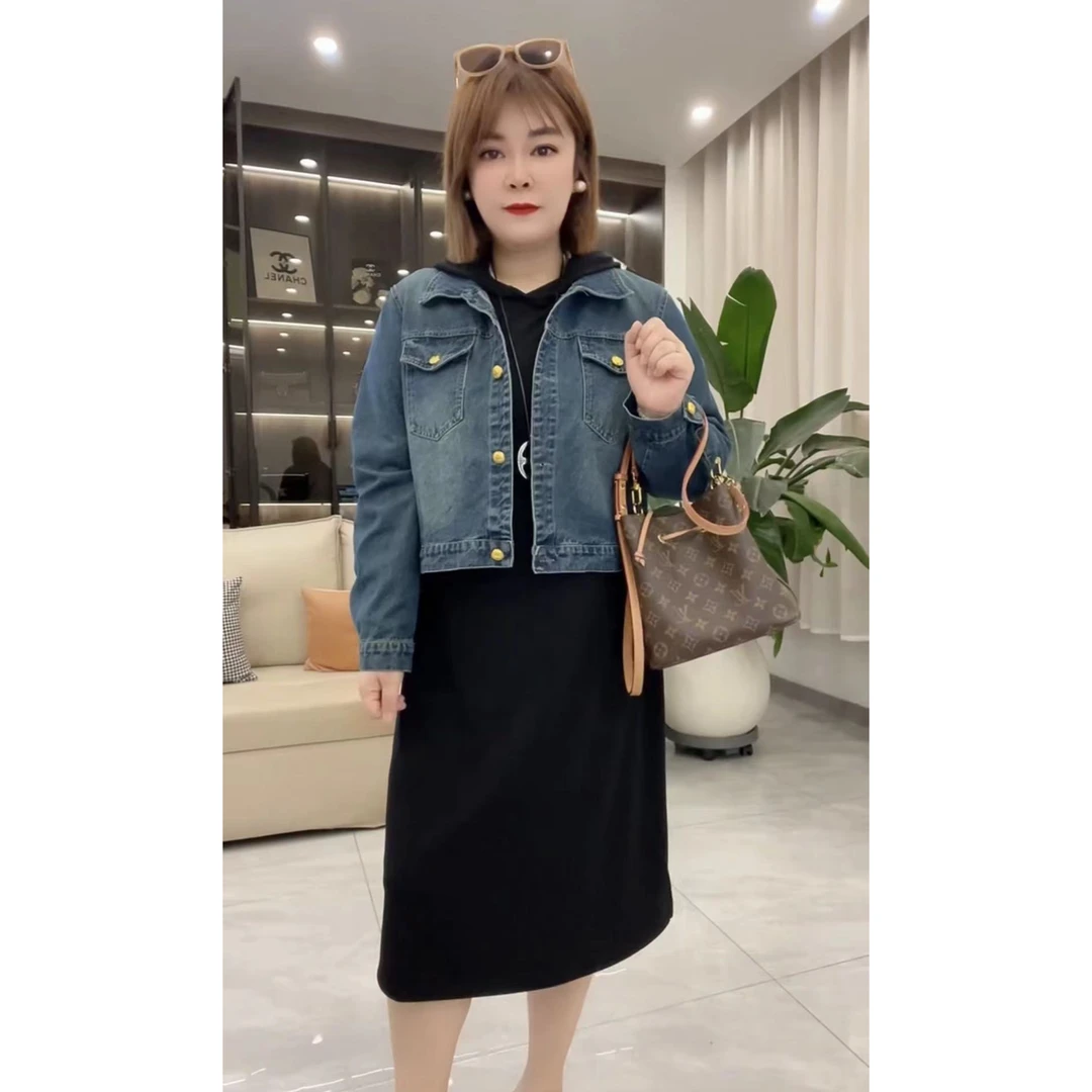 春季爆版时髦精显瘦牛仔两件套裙（裙长110左右外套58-60左右）