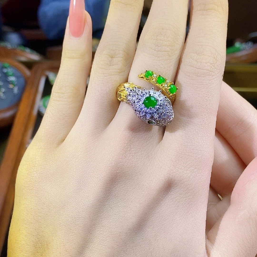 银S925镶嵌翡翠耳饰