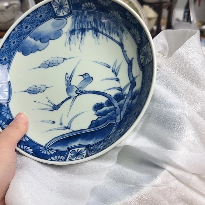 瓷片雅字款2个手绘口径20.5啊啊啊啊啊