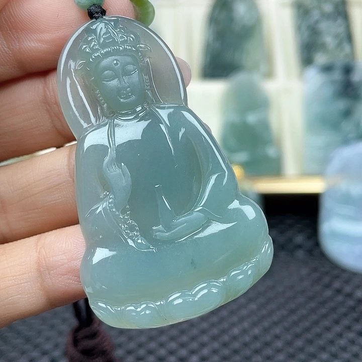 颈饰未镶嵌翡翠天然缅甸翡翠A货素衣观音