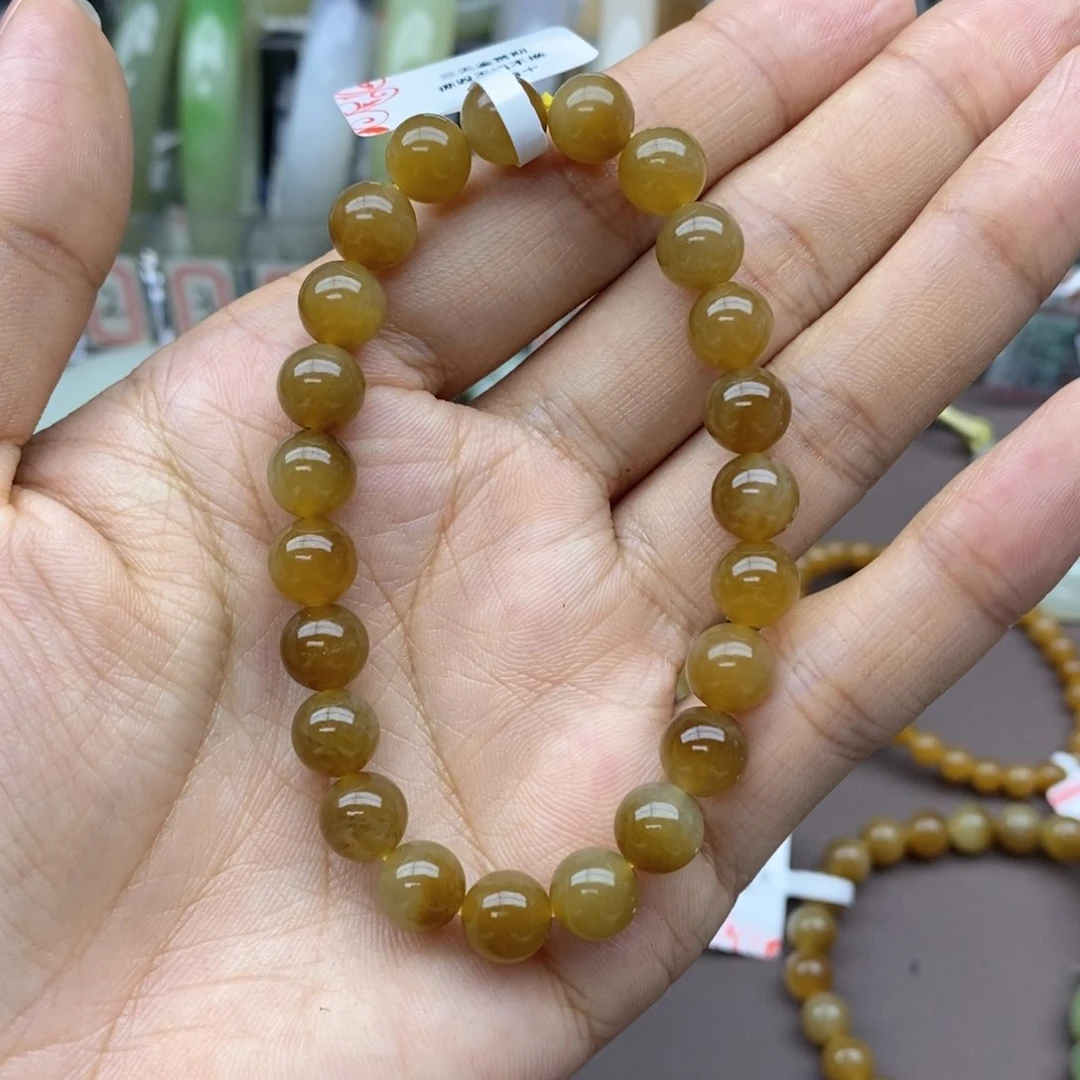 和田玉手串未镶嵌猕****深卡8