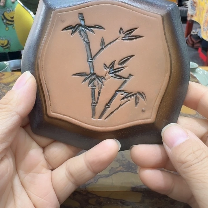手磨釉杯垫一个，瓷。。。