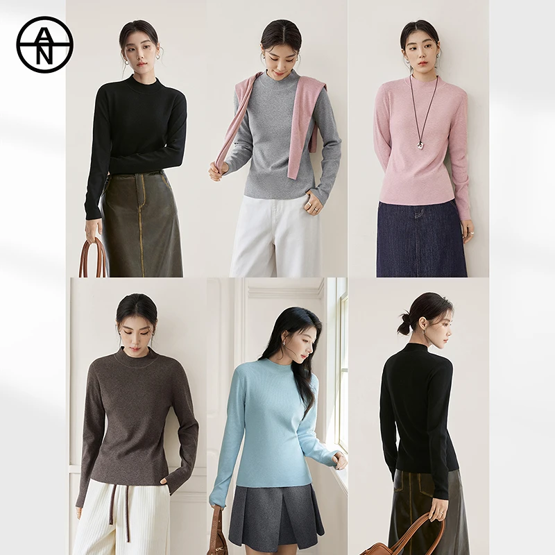 【新世纪优选】AN大码女装贴肤衫半高领针织打底衫胖mm内搭显瘦上衣