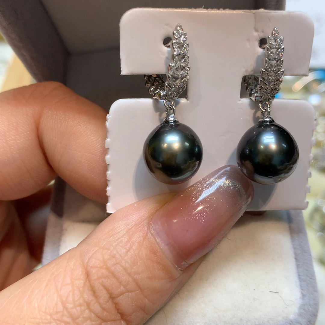 海水珍珠耳饰银S925镶嵌