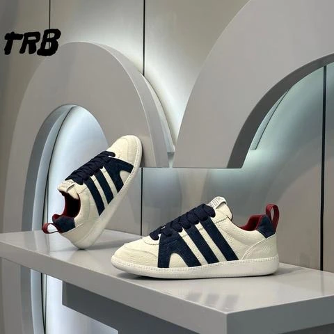 秋冬新款拼色条纹加绒板鞋小白鞋时尚百搭休闲鞋舒适低帮潮流男鞋