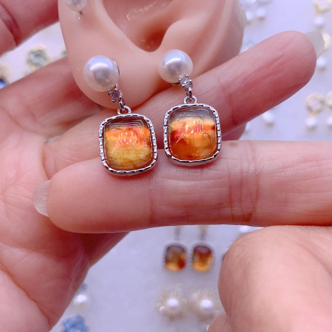 淡水珍珠合金耳饰