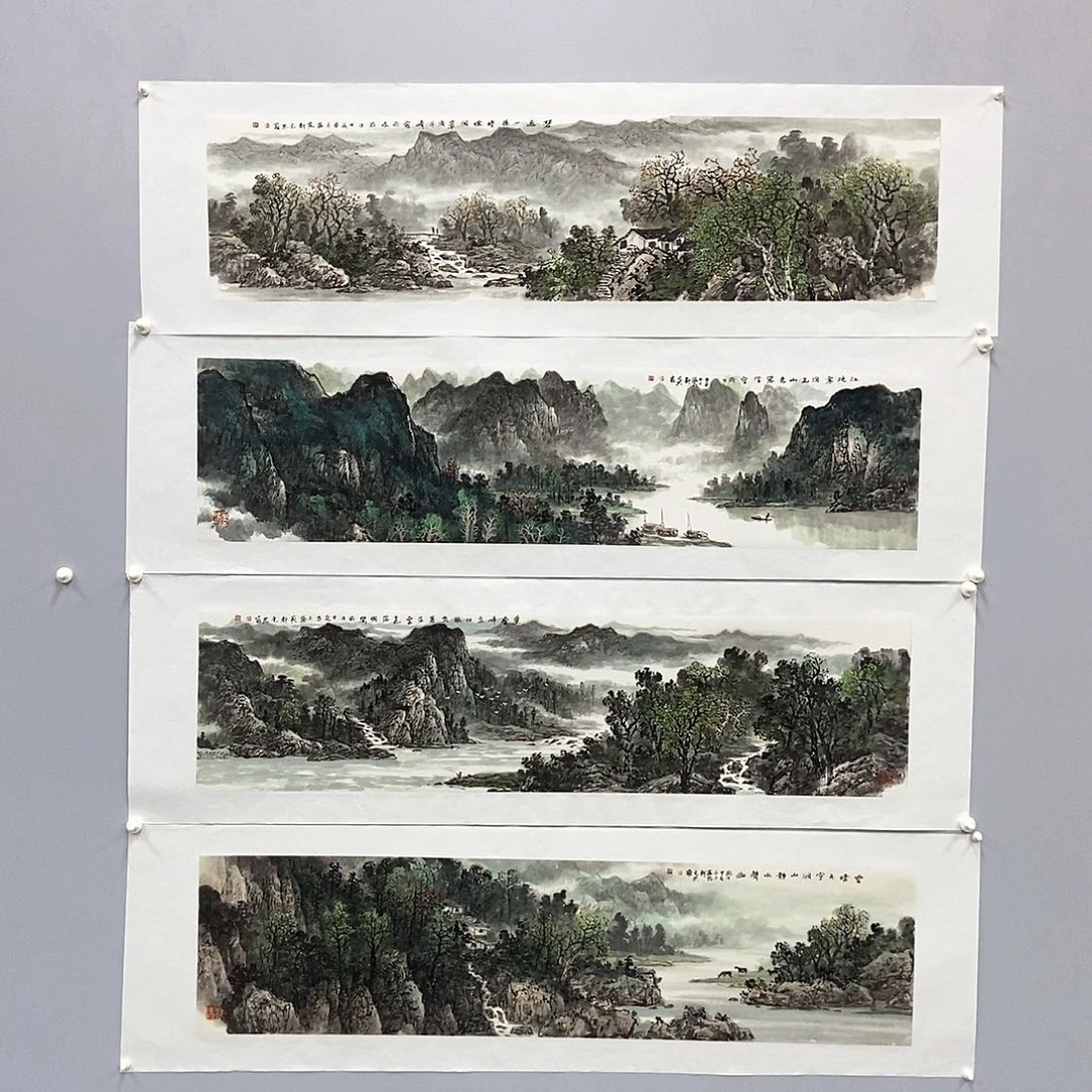 用***2国画吕元忠四尺对开精品佳作
