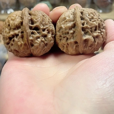 文玩核桃把件落地红色差带彩43