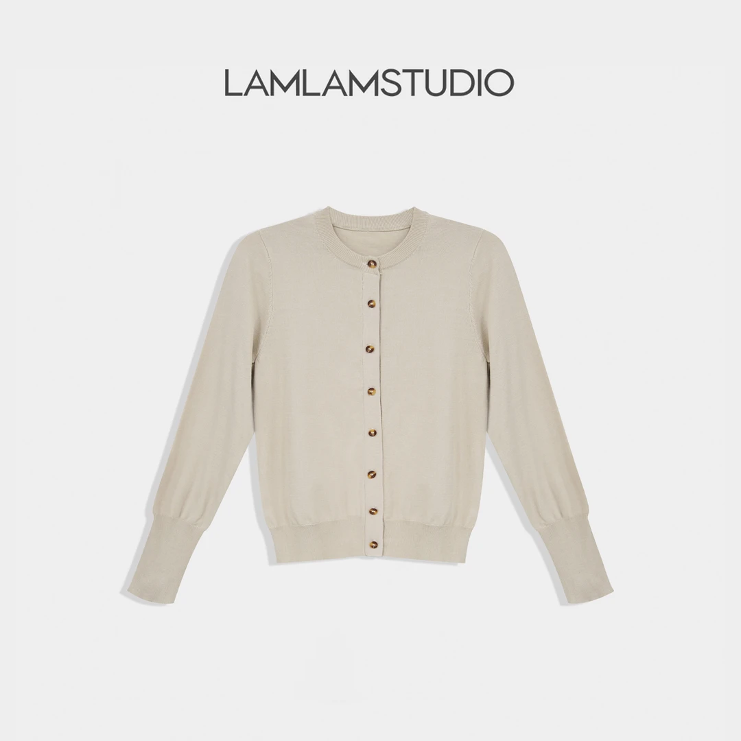 LAMLAM 张一琳“简柔知性”秋款毛衫长袖针织衫圆领毛衣开衫外套