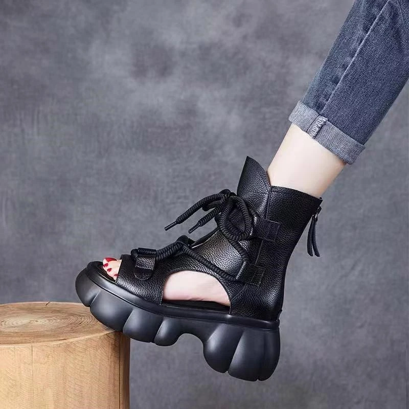 5.5cm~纯手工 2025年轻便时尚百搭夏季厚底镂空透气凉鞋女288