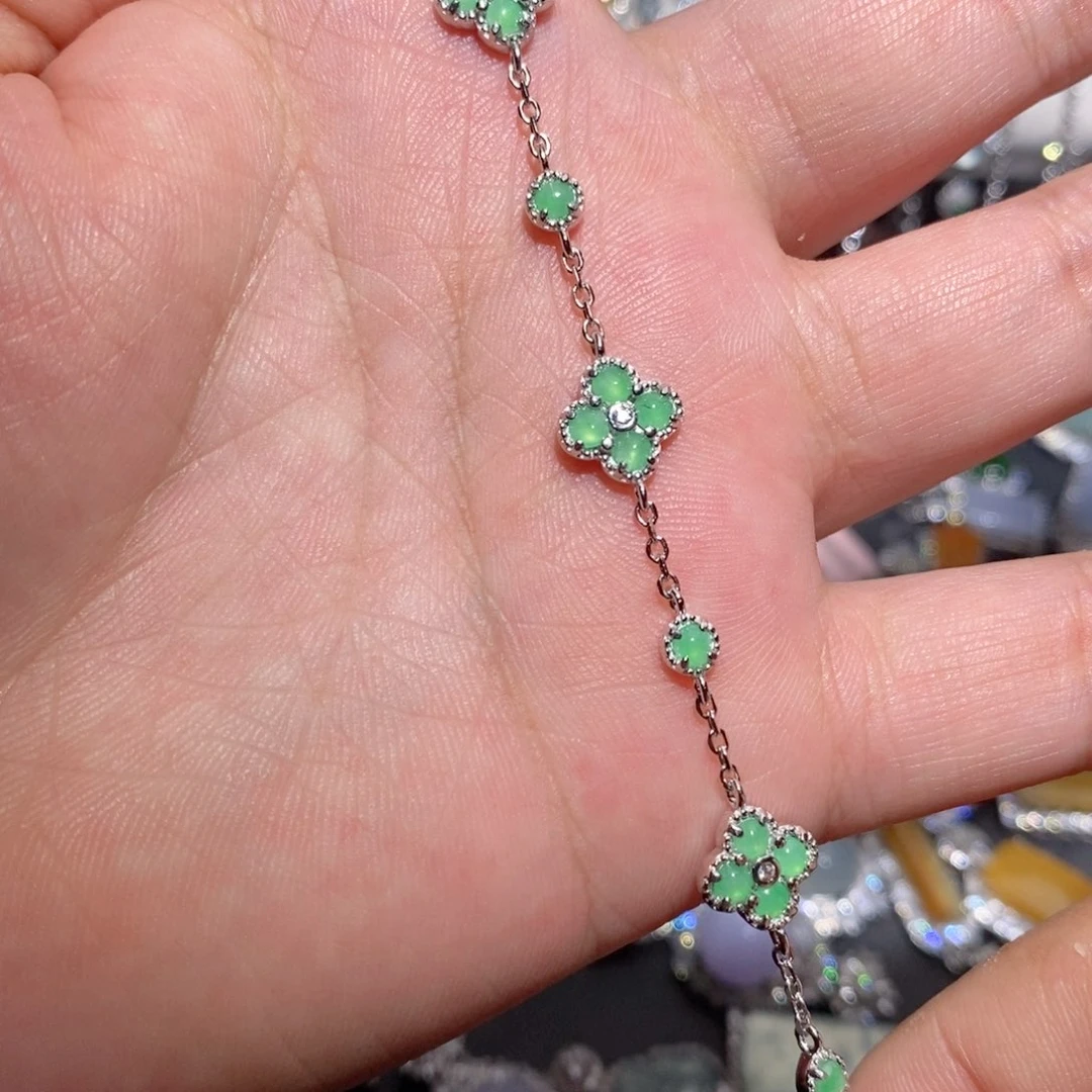 银S925镶嵌手链翡翠hi oo