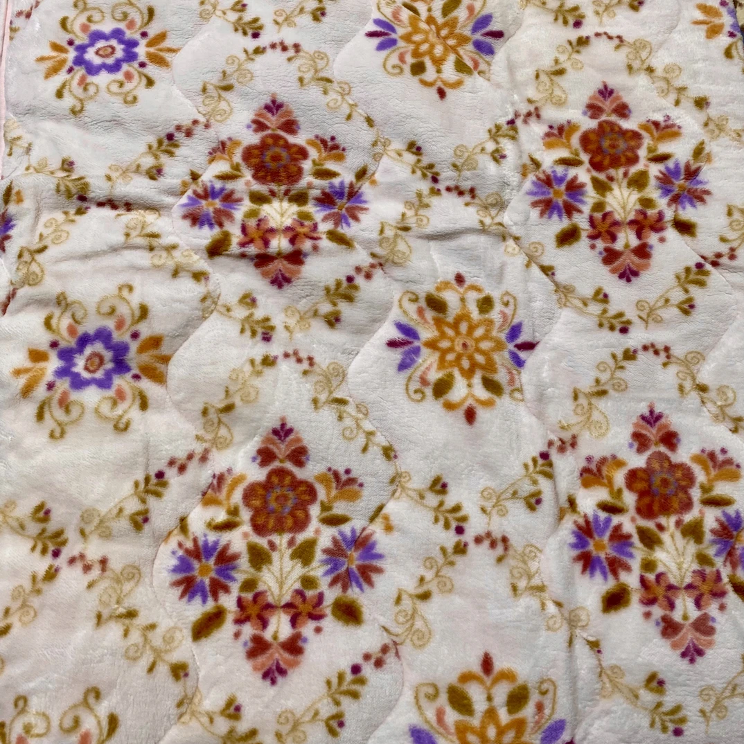 1.4*2米粉色团圆花绒床垫