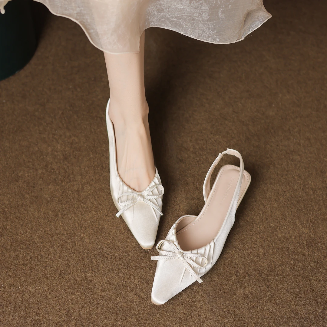 晚晚蝴蝶结包头凉鞋女夏2025新款法式配裙子后绊带仙女风单鞋女