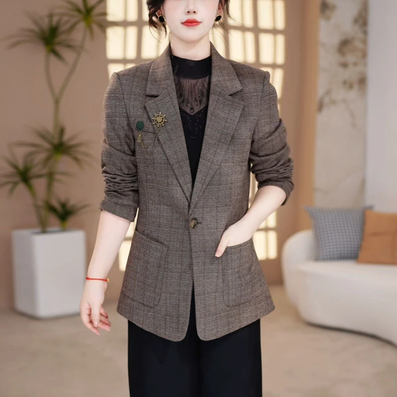 【欣雅琪定制】洋气西装外套女2025年春秋高级感时尚干练小西服上衣