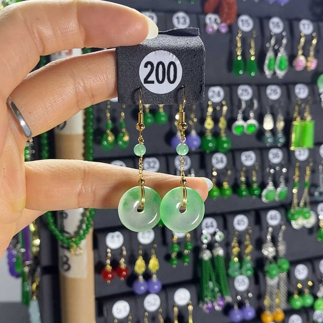 银S925镶嵌翡翠耳饰200