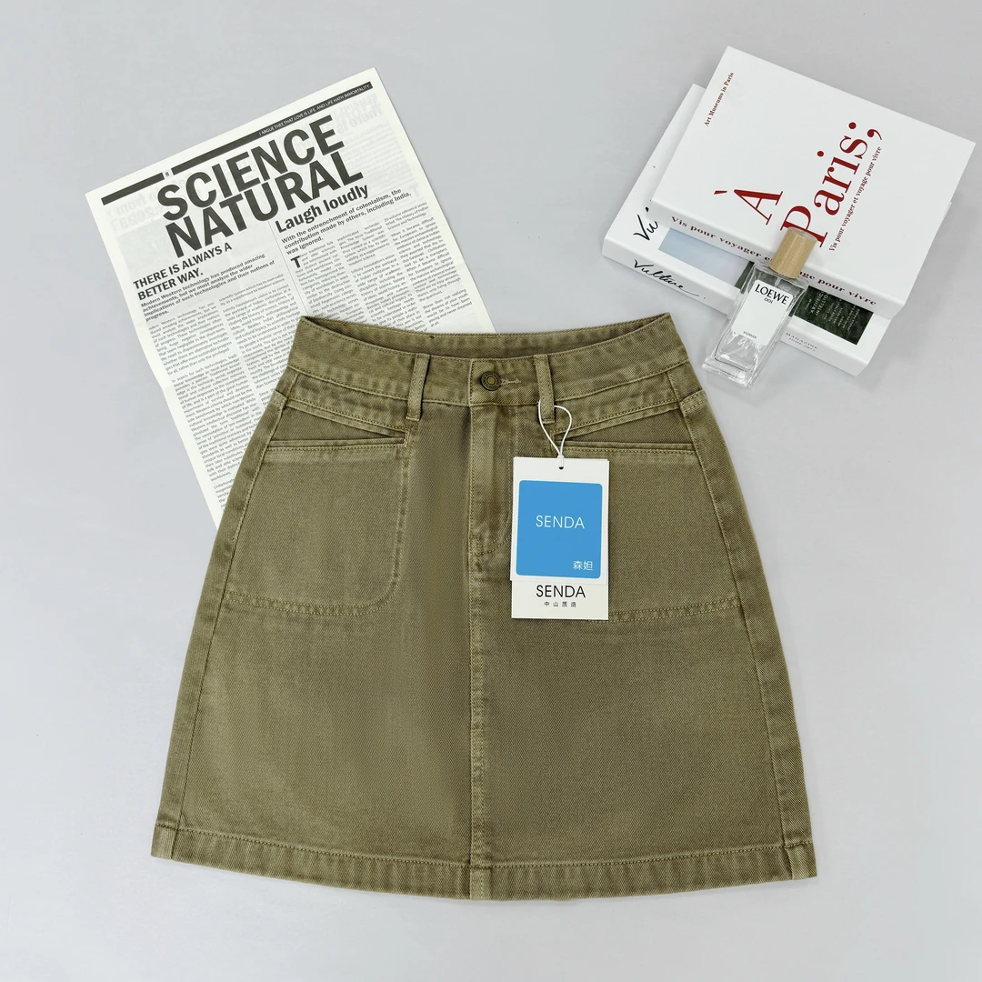 高腰牛仔短裙女2025秋季a字裙显瘦百搭包臀半身裙子