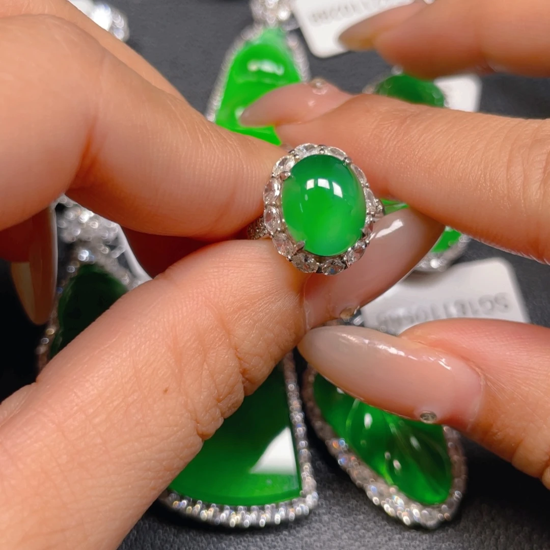 翡翠银S925镶嵌吊坠(不含链)