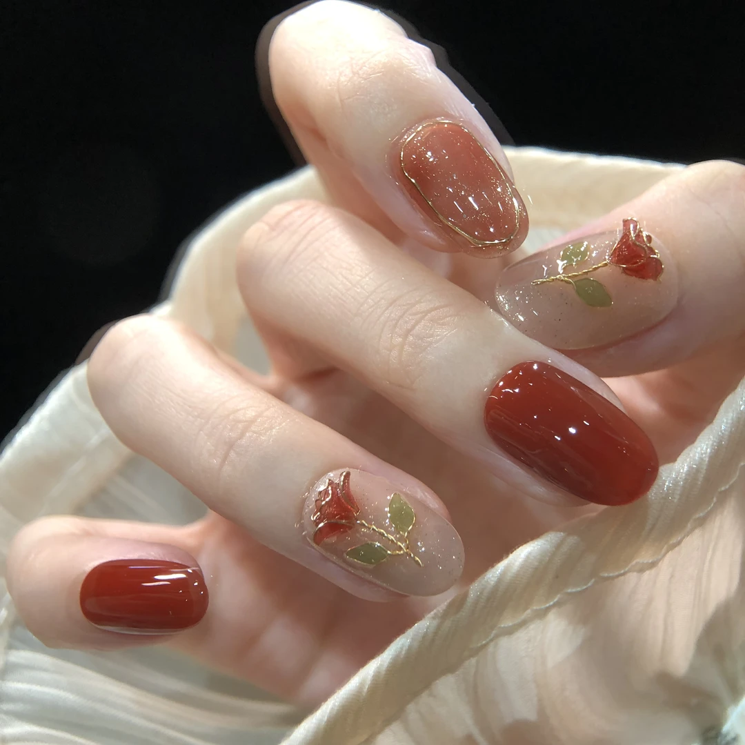 喵公子 【玉脂浓妆】【非遗掐丝重工款】纯手工穿戴甲可拆卸美甲光疗