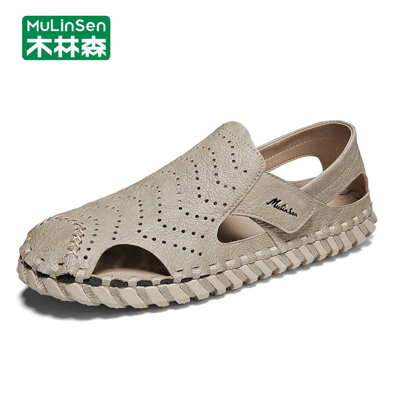 木林森沙滩鞋男款2025新款夏季外穿凉鞋男镂空透气软底溯溪包头拖