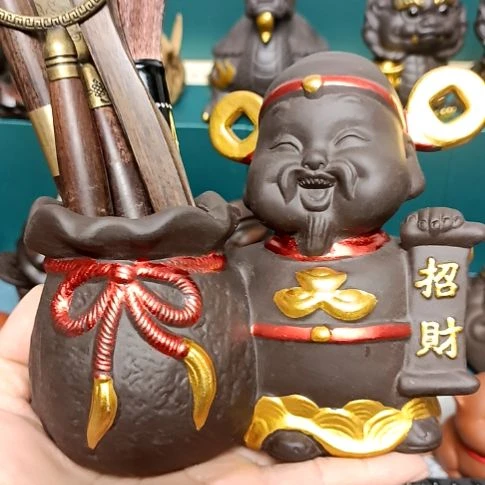 茶宠紫砂财神六君子茶宠摆件