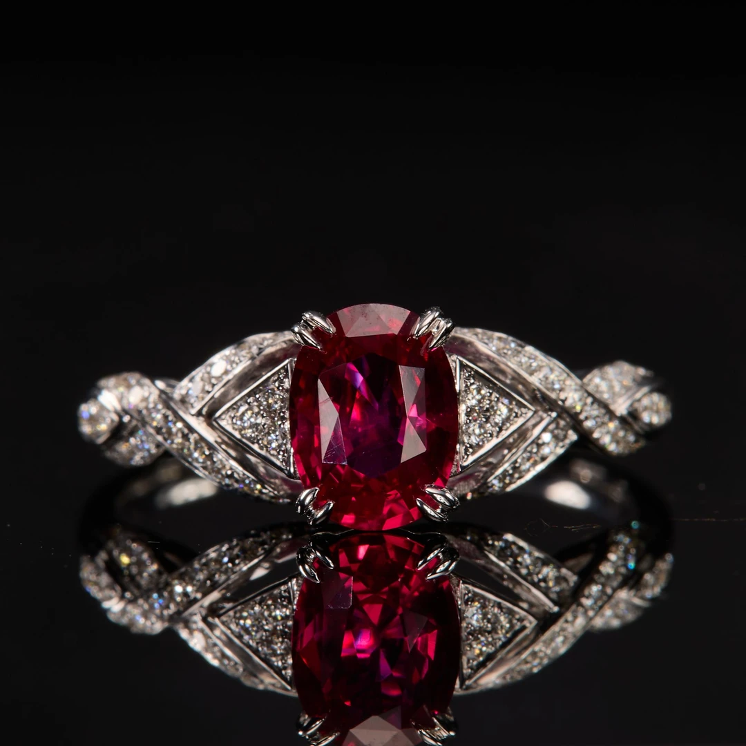 如苑珠宝18K金红宝石戒指/1.03ct/AIGS/鸽血红/无烧