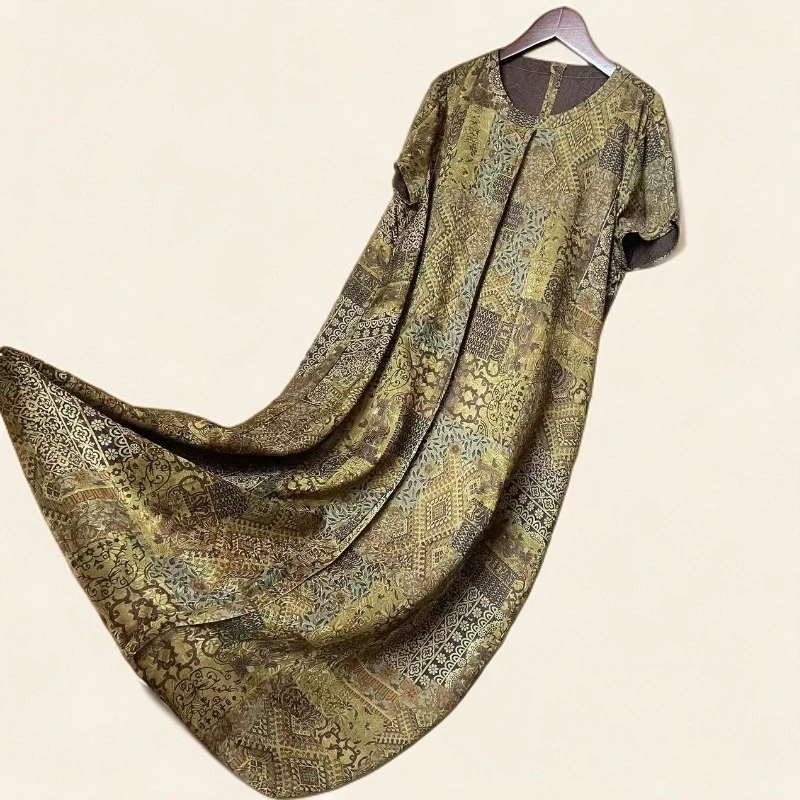 正品高端大牌香云老料古法大气花苞连衣裙