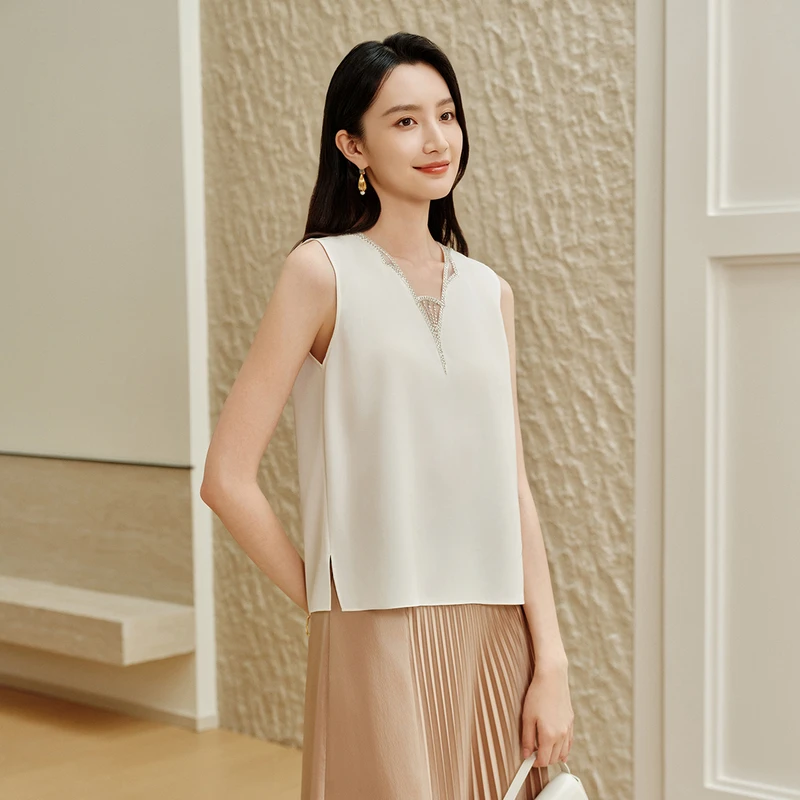 EP雅莹高端系列 桑蚕丝宽松吊带背心无袖上衣 2025早秋新款2303A
