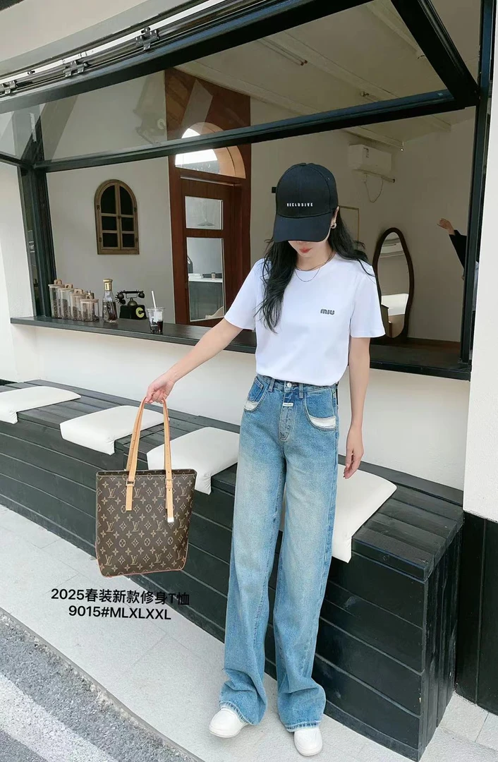 简约大方正肩红色短袖T恤女夏季新款修身显瘦罗纹t恤9015