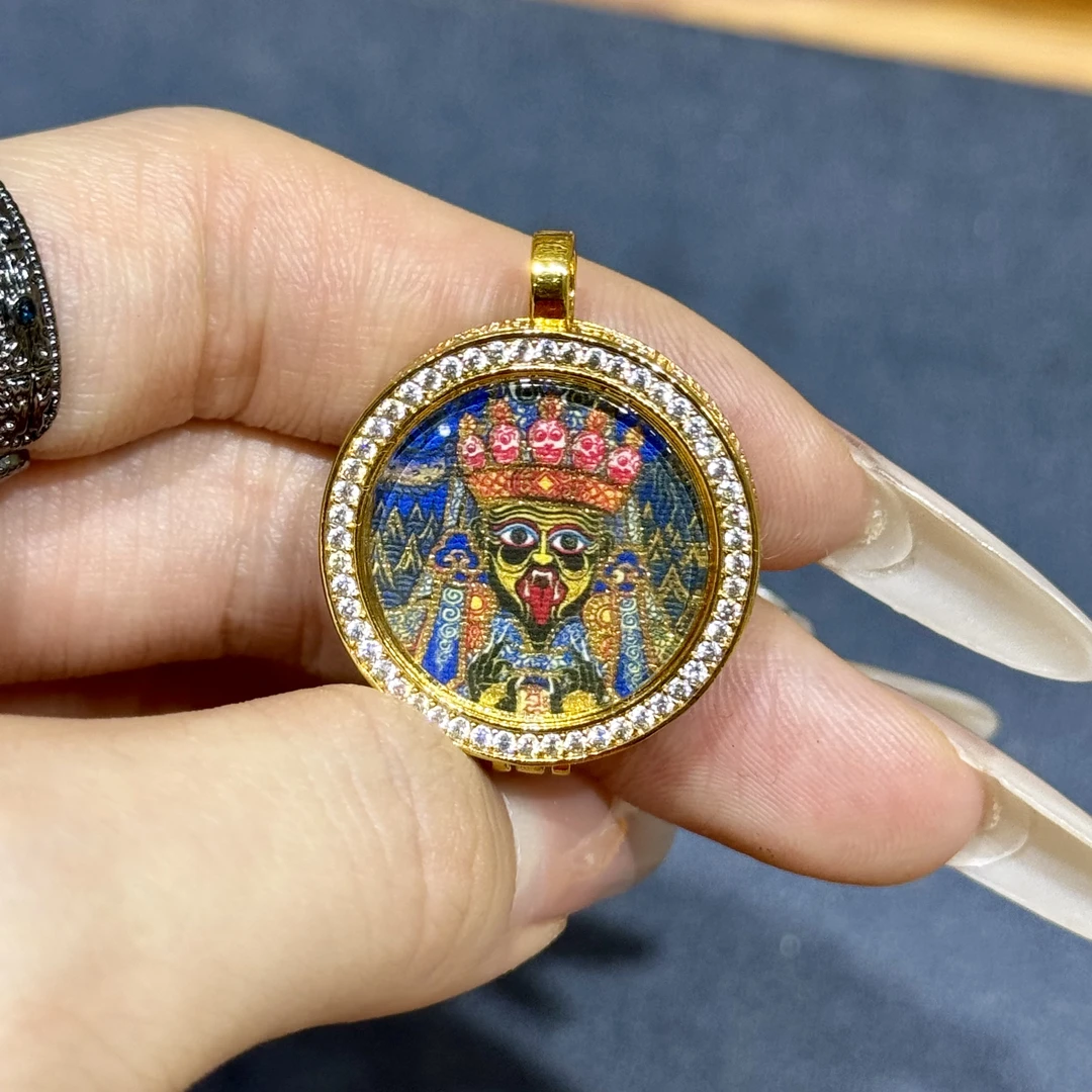 藏式手绘唐卡【扎基拉姆】矿物质颜料「拒绝打印」非遗工艺 金箔描金