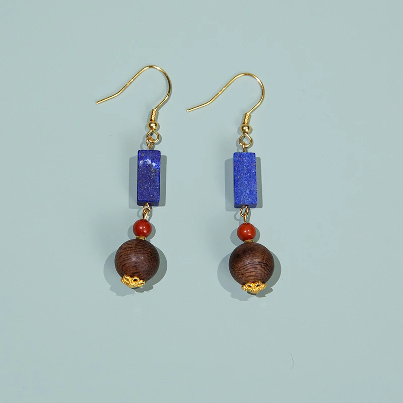 沉香沉香耳环单珠吊坠耳饰 ESCX236