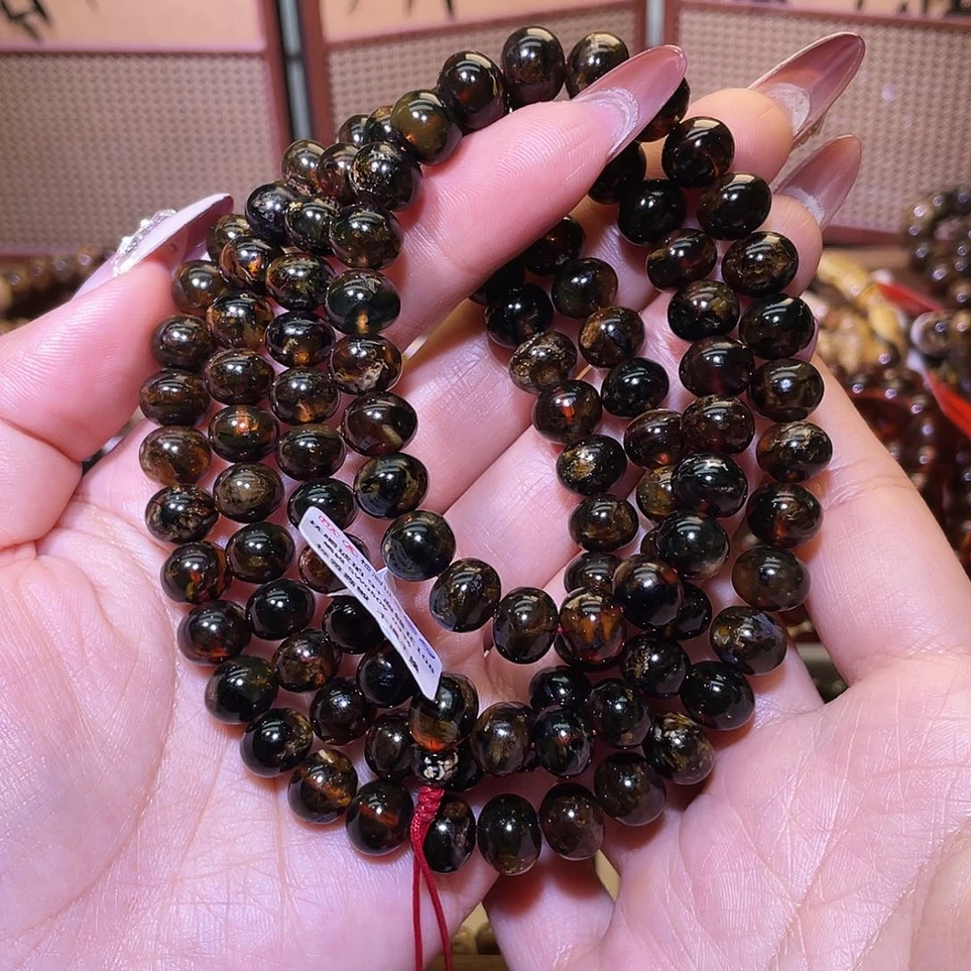 琥珀未镶嵌手链抚顺琥珀9血蜡花