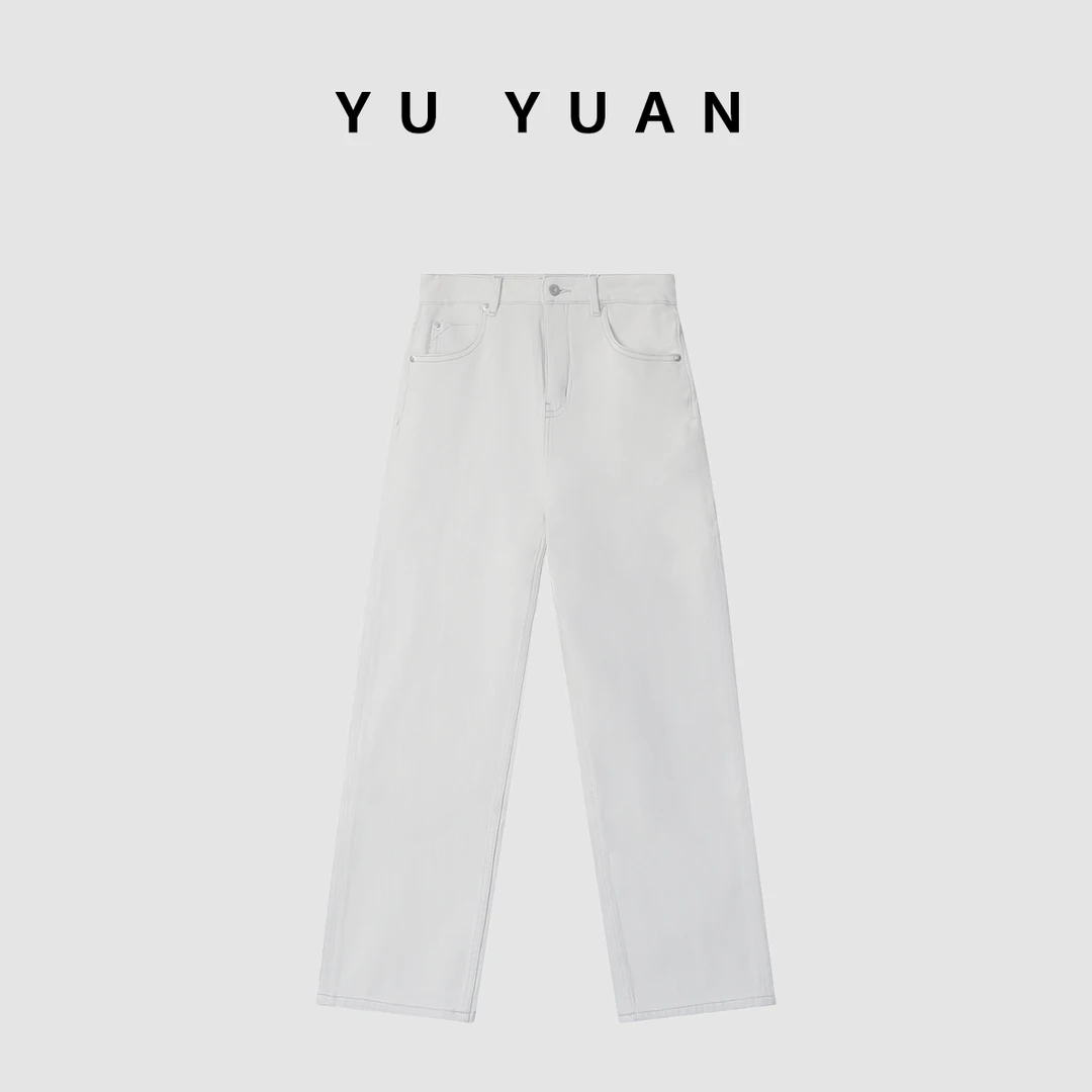 【媛宝】“渣渣灰九分牛”春夏简约时尚百搭水洗高腰休闲裤-3065