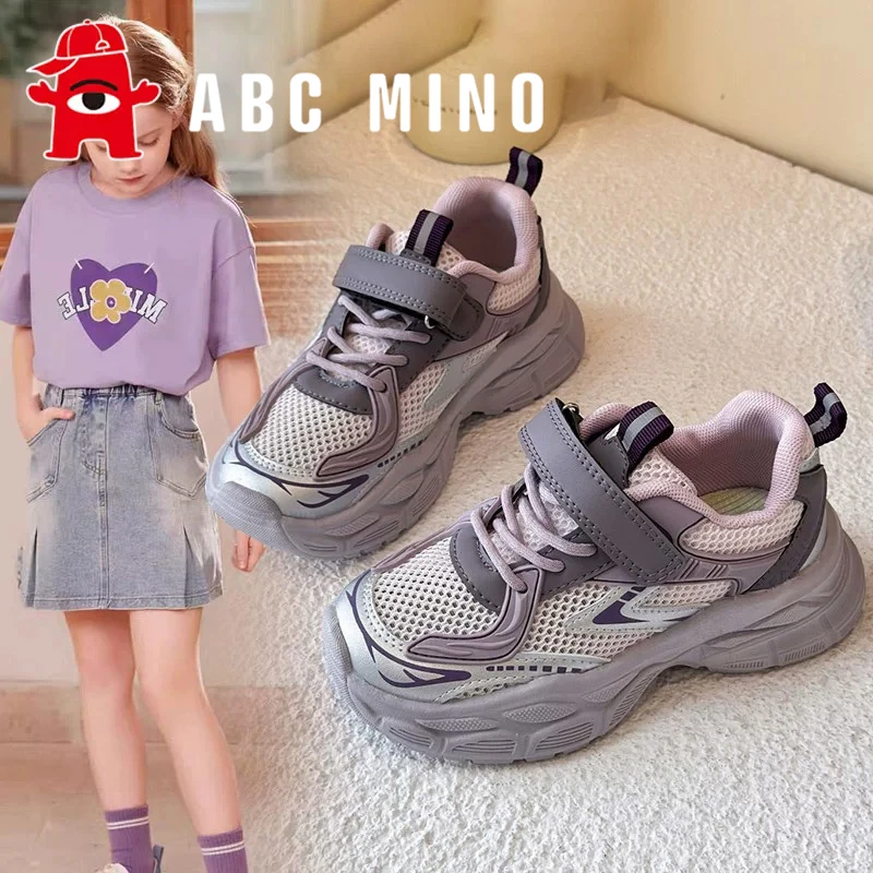 ABC MINO儿童运动鞋夏季2025新款百搭透气单网女童鞋小学生跑步鞋