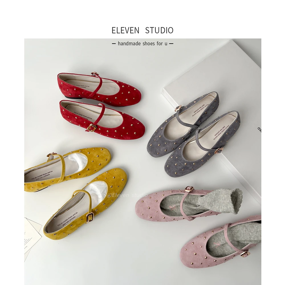 【王11】3.5CM仙女风轻奢铆钉单鞋温柔晚晚鞋/万塔鞋子