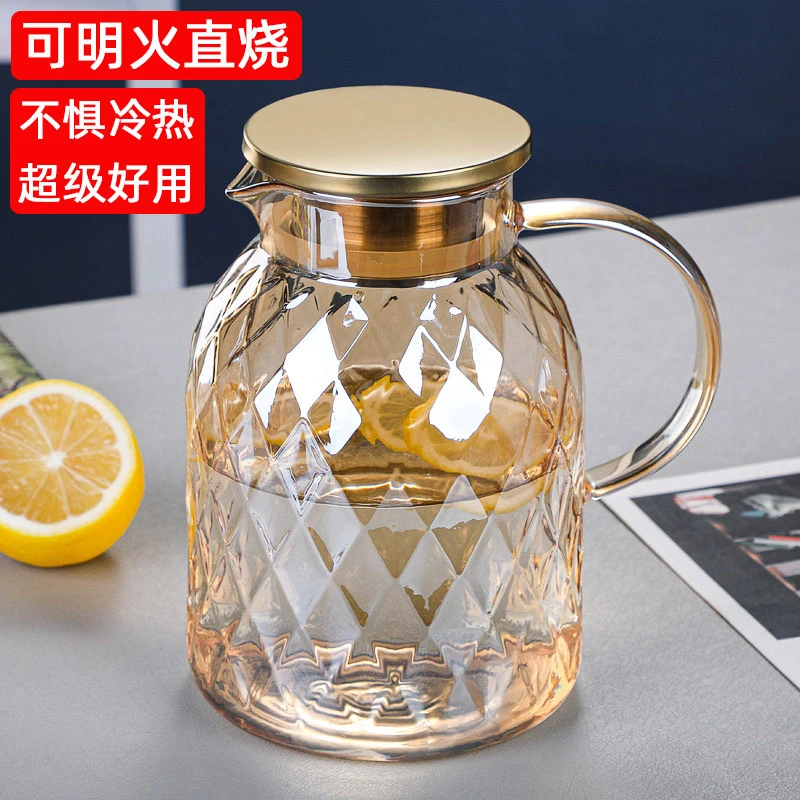冷水壶玻璃耐高温家用大容量凉水壶套装凉白开水壶水杯泡茶壶