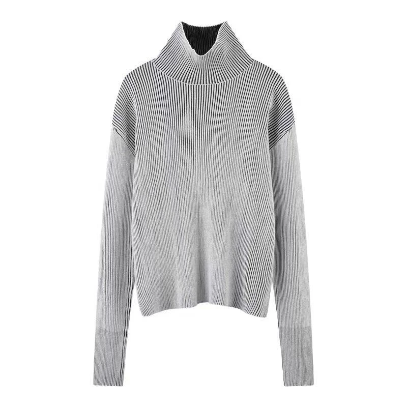 【YM高货】NN1177新款重工针织高领毛针织衫长袖时尚修身条纹