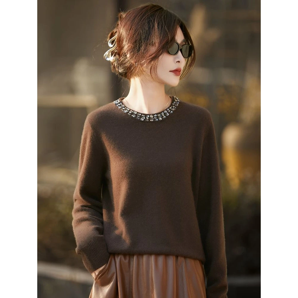 艾妮秋冬上新 100%绵羊毛针织打底衫NSYR5259