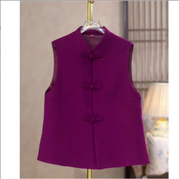 【亏本清货】25年百分百羊毛新中式立领无袖马甲A62395