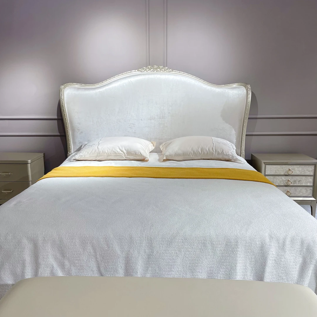 美式轻奢主卧金丝绒布艺床/别墅奢华主卧室/公主床/家用简约大床