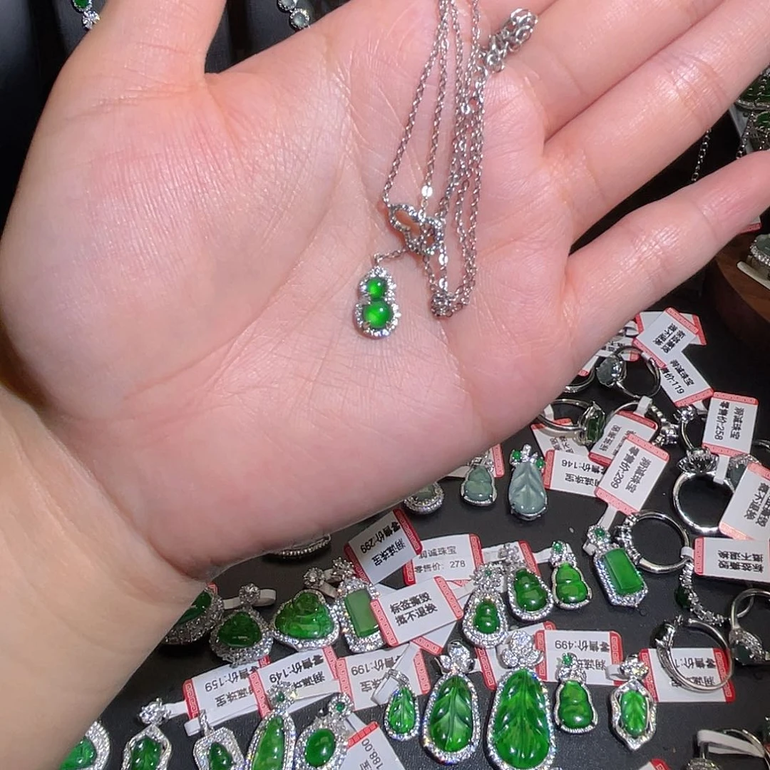 项链银S925镶嵌翡翠