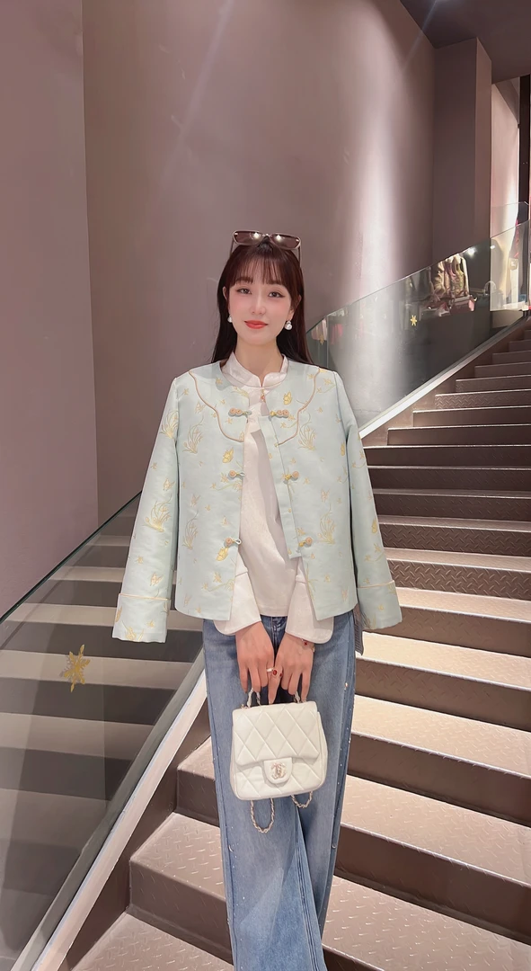 《穗穗定制》《兰亭序》时尚新中式织金宋锦小云肩外套7134