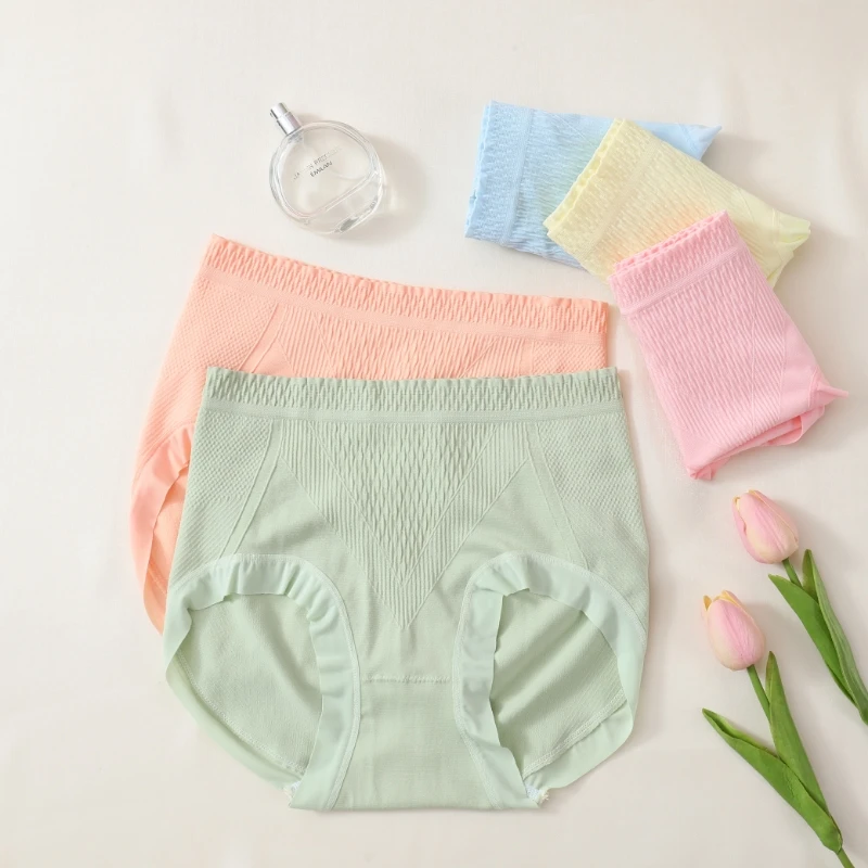 （5条装）7A抗菌高腰女士短裤藏红花光变底档大码高弹力柔软舒适