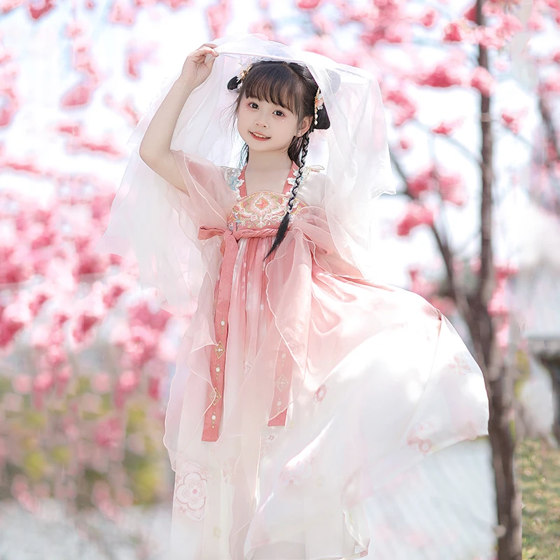 【夏景粉】汉服女童夏装宝宝中国风超仙气襦裙小女孩连衣裙儿童唐装